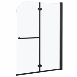 vidaXL Box Doccia Pieghevole a Libro 2 Pannelli in ESG 95x140 cm Nero - Vista aggiuntiva 3