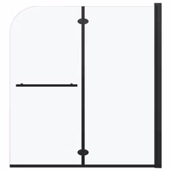 vidaXL Box Doccia Pieghevole a Libro 2 Pannelli in ESG 120x140 cm Nero - Vista aggiuntiva 2