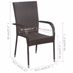 VidaXL 310083 sedia da esterno Terrazzo Rattan sintetico, Acciaio Marrone - Vista aggiuntiva 5