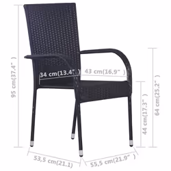 VidaXL 310084 sedia da esterno Terrazzo Rattan sintetico, Acciaio Nero - Vista aggiuntiva 5