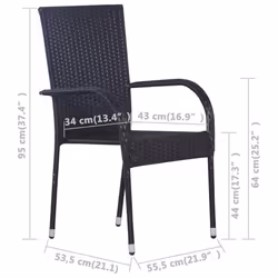 VidaXL 310087 sedia da esterno Terrazzo Rattan sintetico, Acciaio Nero - Vista aggiuntiva 5