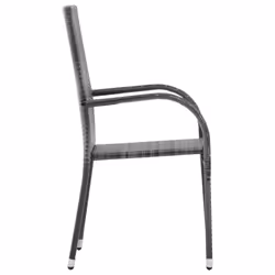 VidaXL 310088 sedia da esterno Terrazzo Rattan sintetico, Acciaio Grigio - Vista aggiuntiva 4