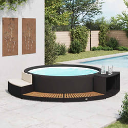 vidaXL Bordo Spa Nero in Polyrattan e Legno d'Acacia