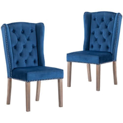 Sedie da Pranzo 2 pz Blu in Velluto - Vidaxl