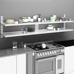 Set da 2 mensole in acciaio inox dotate di 2 ripiani disponibili varie misure dimensioni: 240 x 30 cm