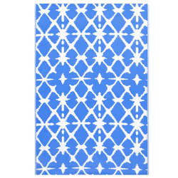vidaXL Tappeto da Esterni ARAKIL Blu e Bianco 190x290 cm in PP - Vista aggiuntiva 2