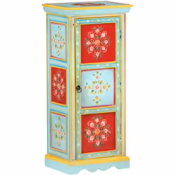 Questa esclusiva credenza in legno massello di mango dipinta a mano aggiunge un tocco di colore e sarà un'aggiunta accattivan ...