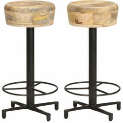 Set di 2 Sgabelli da Bar, Sgabelli Alti 66 cm in Legno Massello di Mango Vidaxl