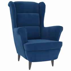 vidaXL Poltrona Blu in Velluto - Vista aggiuntiva 2