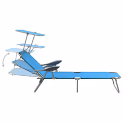 VidaXL 310336 sedia da esterno Salone Seduta imbottita Tessuto, Acciaio Blu - Vista aggiuntiva 4