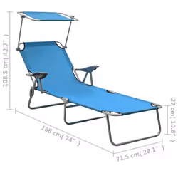 VidaXL 310336 sedia da esterno Salone Seduta imbottita Tessuto, Acciaio Blu - Vista aggiuntiva 8