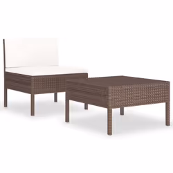 vidaXL Set Divani da Giardino 2 pz con Cuscini in Polyrattan Marrone - Vista aggiuntiva 2