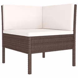 vidaXL Set Divani da Giardino 3 pz con Cuscini in Polyrattan Marrone - Vista aggiuntiva 3