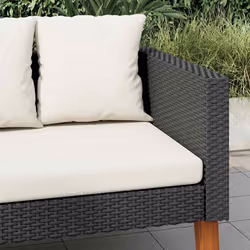 vidaXL Divano da Giardino a 3 Posti con Cuscini in Polyrattan Nero - Vista aggiuntiva 3