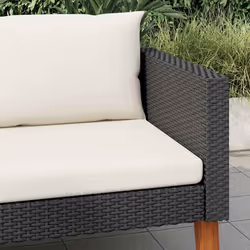 vidaXL Divano da Giardino Singolo con Cuscini in Polyrattan Nero - Vista aggiuntiva 3
