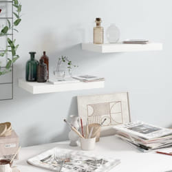 2 pz Scaffali a Parete, Mensole da Partete Bianco Lucido 40x23x3, 8 cm in mdf Vidaxl