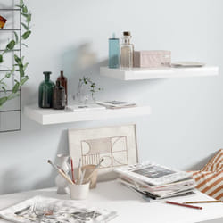 Scaffali a Parete 2 pz Bianco Lucido 50x23x3,8 cm in mdf