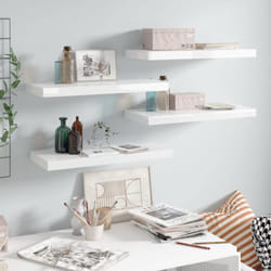 4 pz Scaffali a Parete, Mensole da Partete Bianco Lucido 60x23, 5x3, 8 cm in mdf Vidaxl