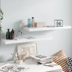 2 pz Scaffali a Parete, Mensole da Partete Bianco Lucido 80x23, 5x3, 8 cm in mdf Vidaxl