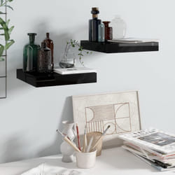2 pz Scaffali a Parete, Mensole da Partete Nero Lucido 23x23, 5x3, 8 cm in mdf Vidaxl