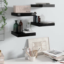 4 pz Scaffali a Parete, Mensole da Partete Nero Lucido 23x23, 5x3, 8 cm in mdf Vidaxl