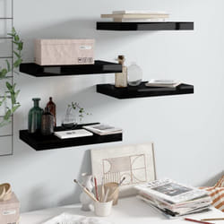 4 pz Scaffali a Parete, Mensole da Partete Nero Lucido 40x23x3, 8 cm in mdf Vidaxl