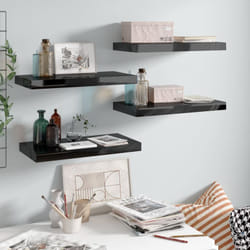 4 pz Scaffali a Parete, Mensole da Partete Nero Lucido 50x23x3, 8 cm in mdf Vidaxl