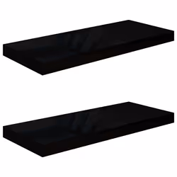 vidaXL Scaffali a Parete 2 pz Nero Lucido 60x23,5x3,8 cm in MDF - Vista aggiuntiva 2