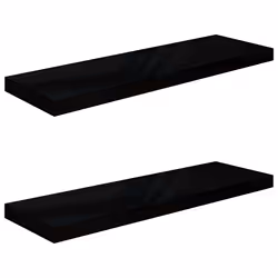 vidaXL Scaffali a Parete 2 pz Nero Lucido 80x23,5x3,8 cm in MDF - Vista aggiuntiva 2
