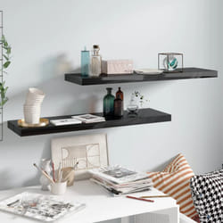2 pz Scaffali a Parete, Mensole da Partete Nero Lucido 90x23, 5x3, 8 cm in mdf Vidaxl