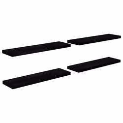 vidaXL Scaffali a Parete 4 pz Nero Lucido 90x23,5x3,8 cm in MDF - Vista aggiuntiva 2