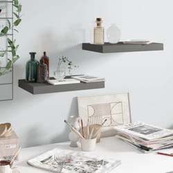 2 pz Scaffali a Parete, Mensole da Partete Grigio Lucido 40x23x3, 8 cm in mdf Vidaxl