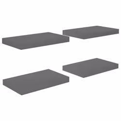 vidaXL Scaffali a Parete 4 pz Grigio Lucido 40x23x3,8 cm in MDF - Vista aggiuntiva 2