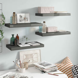 4 pz Scaffali a Parete, Mensole da Partete Grigio Lucido 50x23x3, 8 cm in mdf Vidaxl