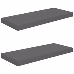 vidaXL Scaffali a Parete 2 pz Grigio Lucido 60x23,5x3,8 cm in MDF - Vista aggiuntiva 2