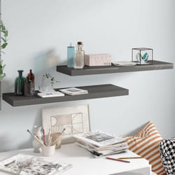 2 pz Scaffali a Parete, Mensole da Partete Grigio Lucido 80x23, 5x3, 8 cm in mdf Vidaxl