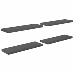 vidaXL Scaffali a Parete 4 pz Grigio Lucido 80x23,5x3,8 cm in MDF - Vista aggiuntiva 2