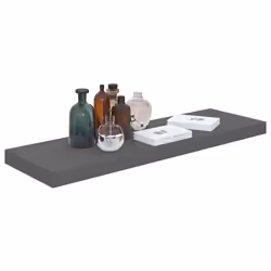 vidaXL Scaffali a Parete 4 pz Grigio Lucido 80x23,5x3,8 cm in MDF - Vista aggiuntiva 3