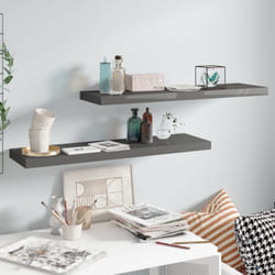 2 pz Scaffali a Parete, Mensole da Partete Grigio Lucido 90x23, 5x3, 8 cm in mdf Vidaxl