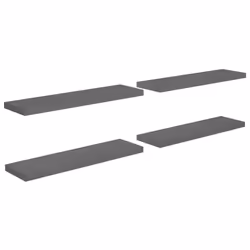 vidaXL Scaffali a Parete 4 pz Grigio Lucido 90x23,5x3,8 cm in MDF - Vista aggiuntiva 2