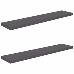 vidaXL Scaffali a Parete 2 pz Grigio Lucido 120x23,5x3,8 cm in MDF - Vista aggiuntiva 2
