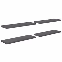vidaXL Scaffali a Parete 4 pz Grigio Lucido 120x23,5x3,8 cm in MDF - Vista aggiuntiva 2