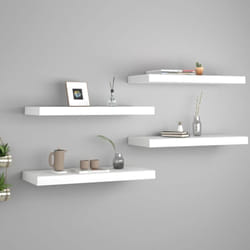 4 pz Scaffali a Parete, Mensole da Partete Bianco 60x23, 5x3, 8 cm in mdf Vidaxl