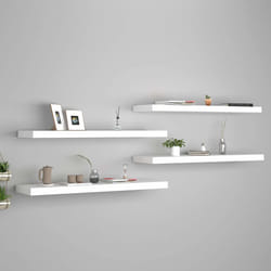 vidaXL Scaffali a Parete 4 pz Bianchi 90x23,5x3,8 cm in MDF