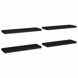 vidaXL Scaffali a Parete 4 pz Neri 80x23,5x3,8 cm in MDF - Vista aggiuntiva 2