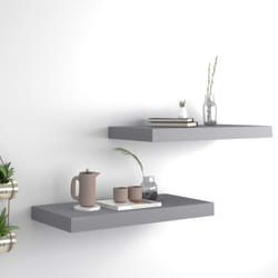 Set 2 mensole 50x23 cm a sospensione in legno disponibile in vari colori colore : Grigio