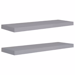 vidaXL Scaffali a Parete 2 pz Grigi 80x23,5x3,8 cm in MDF - Vista aggiuntiva 2