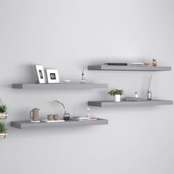 4 pz Scaffali a Parete, Mensole da Partete Grigi 80x23, 5x3, 8 cm in mdf Vidaxl