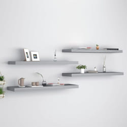 4 pz Scaffali a Parete, Mensole da Partete Grigi 90x23, 5x3, 8 cm in mdf Vidaxl