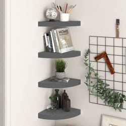 Scaffali Angolari a Parete 4 pz, Mobile Moderno Grigio Lucido 25x25x3,8 cm MDF vidaXL 1733